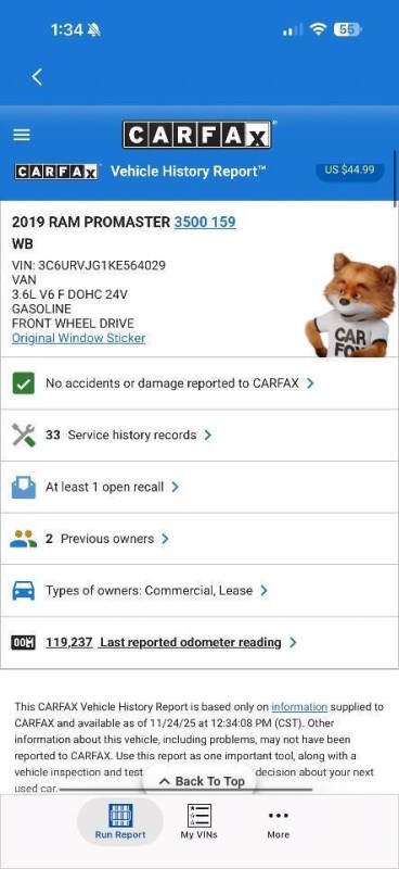 2019 RAM ProMaster 3500 159 WB
