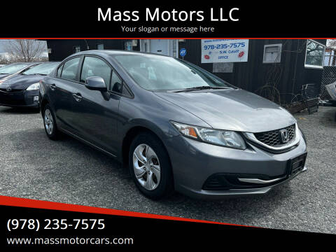 2013 Honda Civic for sale at Mass Motors LLC in Worcester MA