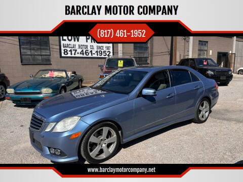 2010 Mercedes-Benz E-Class for sale at BARCLAY MOTOR COMPANY in Arlington TX