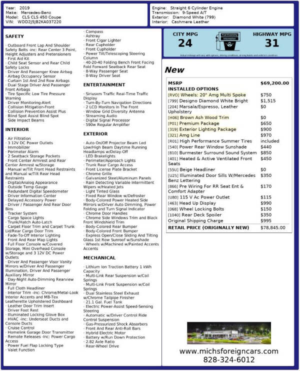 2019 Mercedes-Benz CLS CLS 450