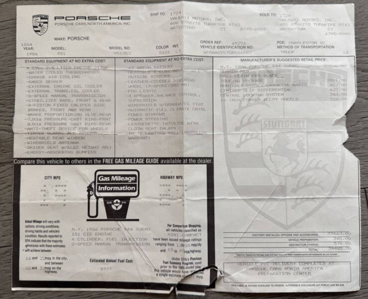 1986 Porsche 944 Turbo