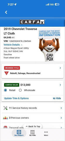 2019 Chevrolet Traverse LT Cloth