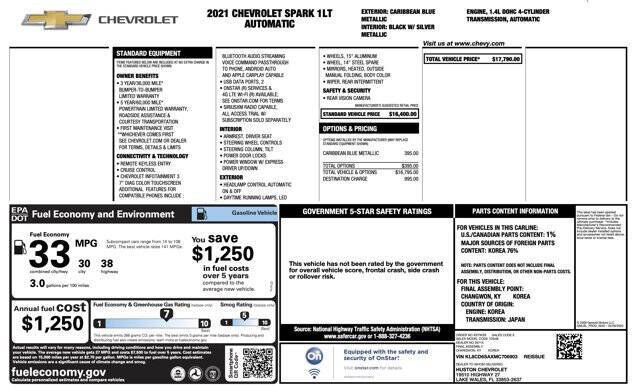 2021 Chevrolet Spark 1LT CVT
