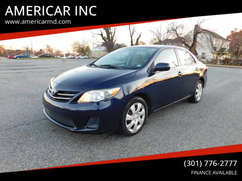 2013 Toyota Corolla for sale at AMERICAR INC in Laurel MD