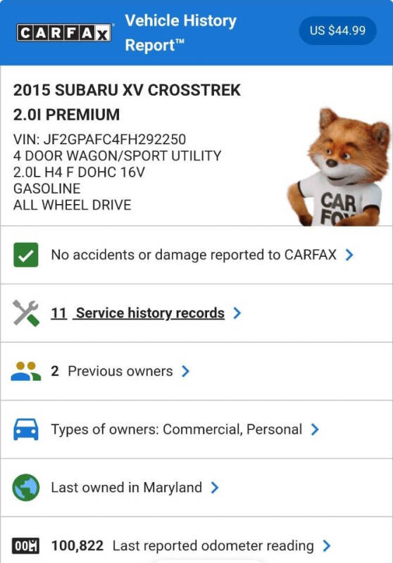 2015 Subaru XV Crosstrek 2.0i Premium