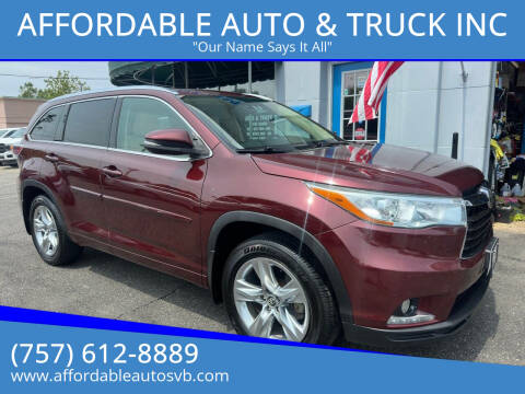 2016 Toyota Highlander for sale at AFFORDABLE AUTO & TRUCK INC in Virginia Beach VA