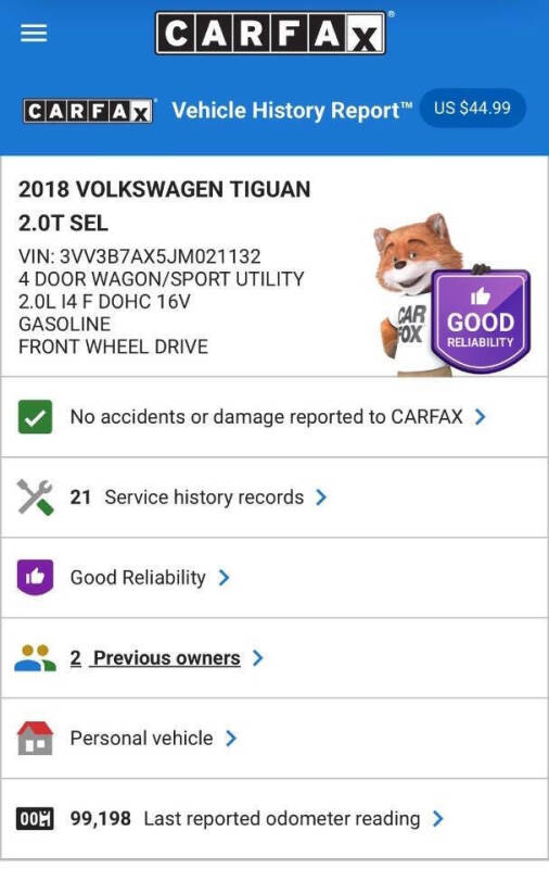 2018 Volkswagen Tiguan 2.0T SEL
