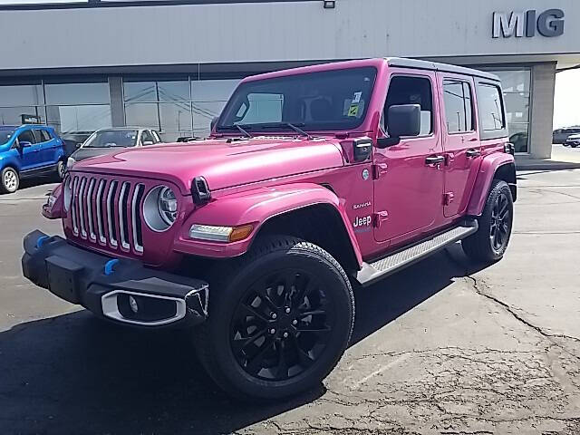 Used 2022 Jeep Wrangler Unlimited Sahara 4XE with VIN 1C4JJXP61NW117384 for sale in Bellefontaine, OH