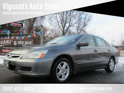 2007 Honda Accord for sale at Vigeants Auto Sales Inc in Lowell MA