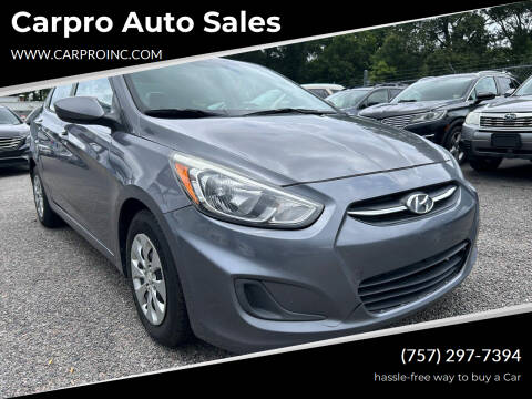 2015 Hyundai Accent for sale at Carpro Auto Sales in Chesapeake VA