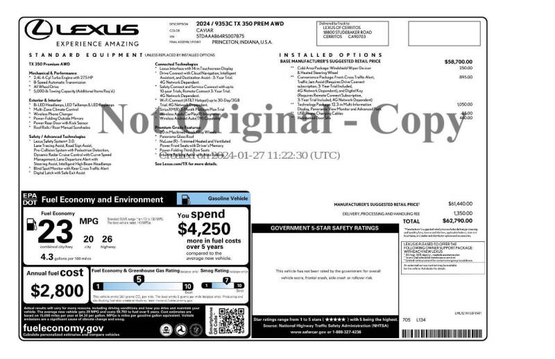 2024 Lexus TX 350 Premium