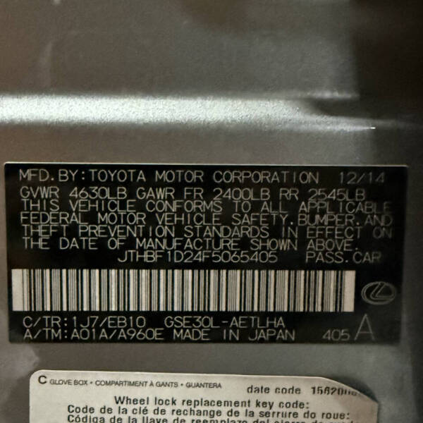 2015 Lexus IS 250 Crafted Line