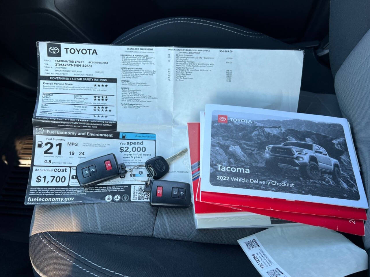 2022 Toyota Tacoma for sale at ZRV AUTO INC in Brea, CA