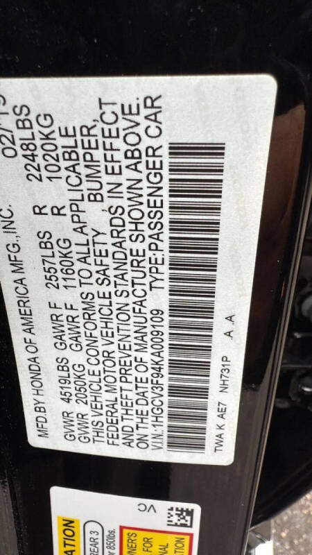 2019 Honda Accord Hybrid Touring