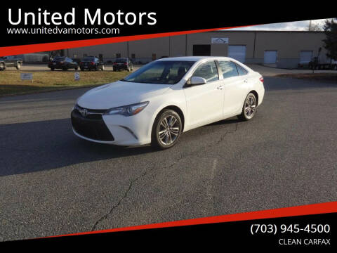 2016 Toyota Camry for sale at United Motors in Fredericksburg VA