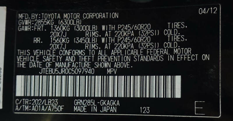 2012 Toyota 4Runner SR5