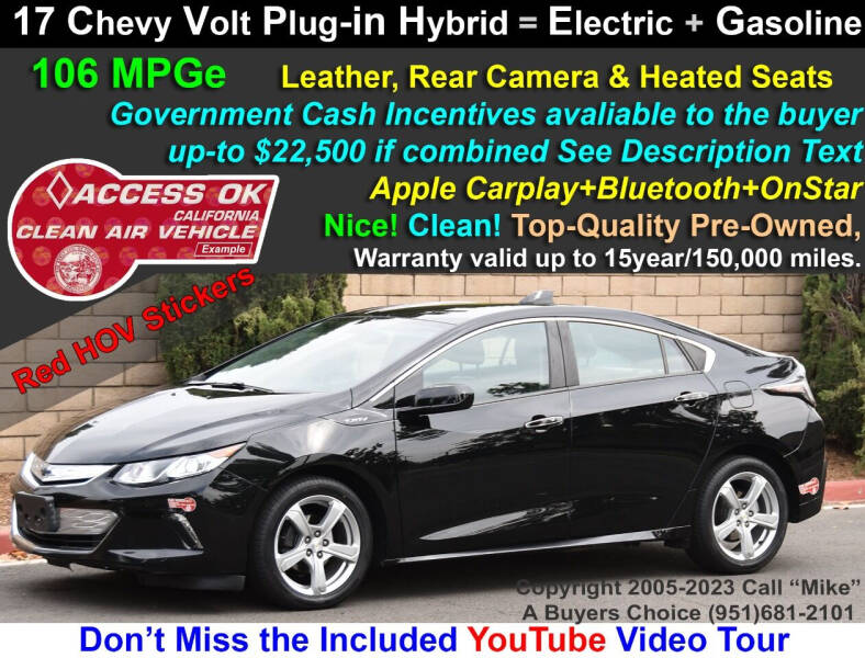 2017 Chevrolet Volt for sale at A Buyers Choice in Jurupa Valley CA