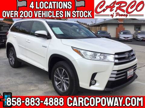 2019 Toyota Highlander Hybrid for sale at CARCO OF POWAY in Poway CA