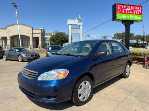 2003 Toyota Corolla for sale at CityWide Motors in Garland TX