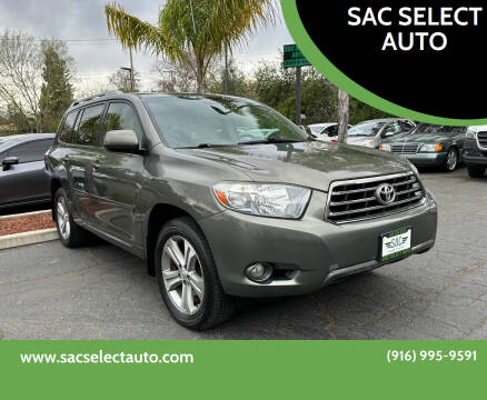 2008 Toyota Highlander for sale at SAC SELECT AUTO in Sacramento CA