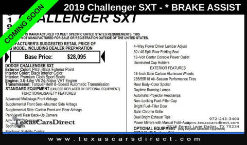 2019 Dodge Challenger SXT