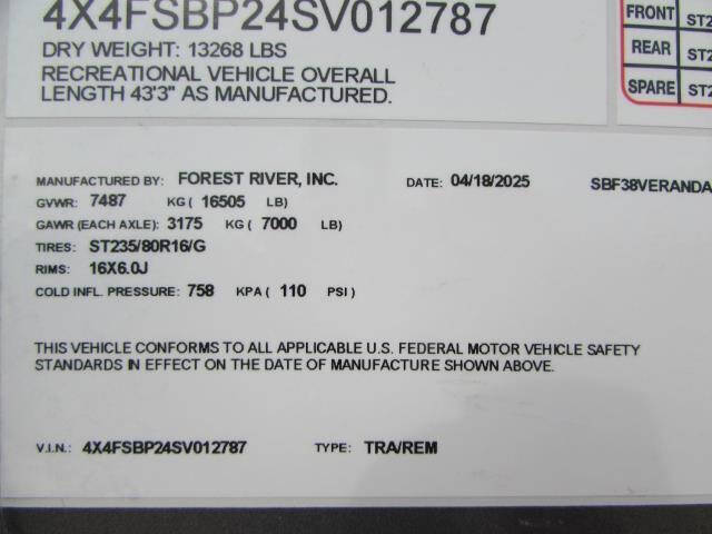 2025 Forest River 38 VERANDA