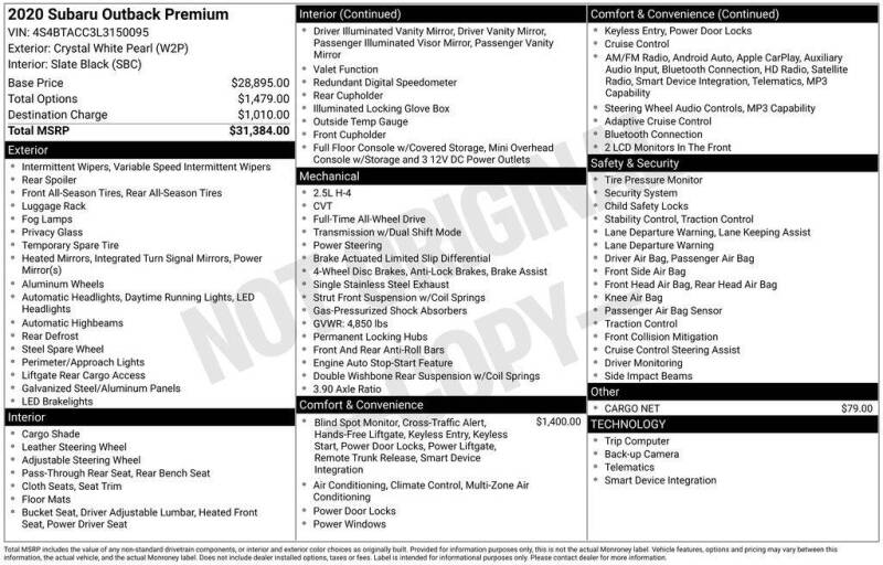 2020 Subaru Outback Premium
