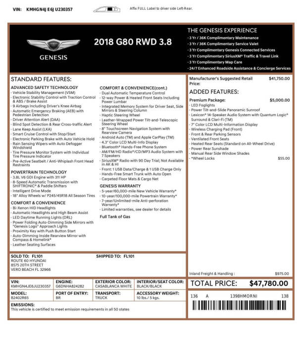 2018 Genesis G80
