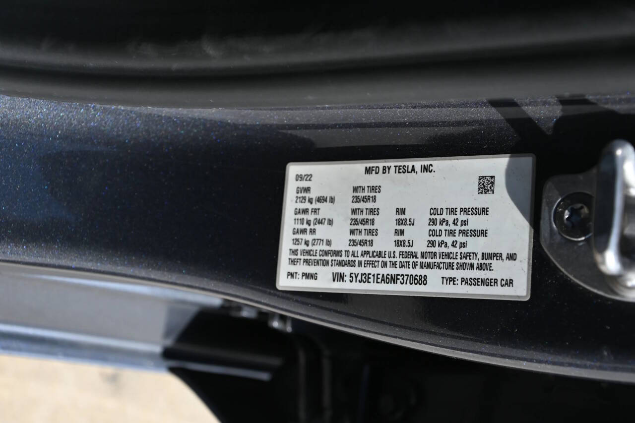Gray 2022 Tesla Model 3 Base 4dr Sedan 24