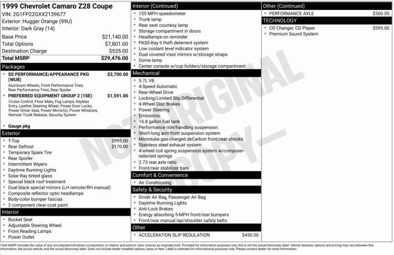 1999 Chevrolet Camaro Z28