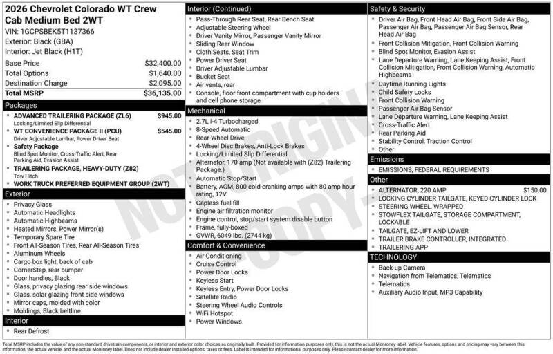 2026 Chevrolet Colorado Work Truck