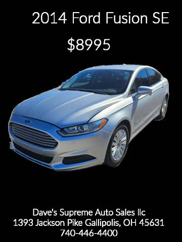 2014 Ford Fusion Hybrid for sale at Daves Supreme Auto Sales LLC in Gallipolis OH