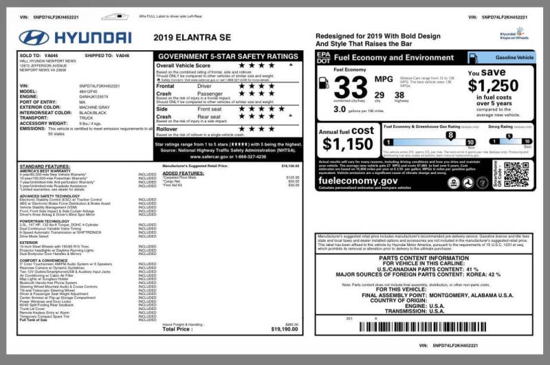 2019 Hyundai Elantra SE
