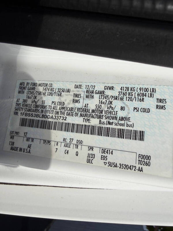 2013 Ford E-Series E-350 SD XL