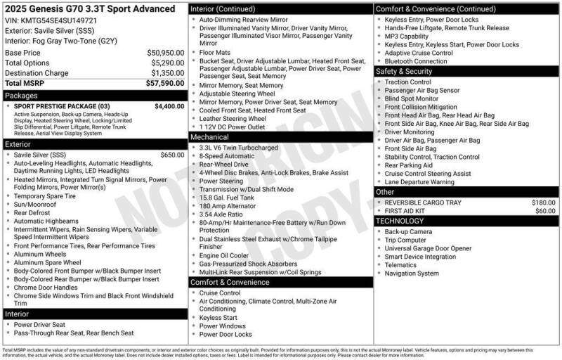 2025 Genesis G70