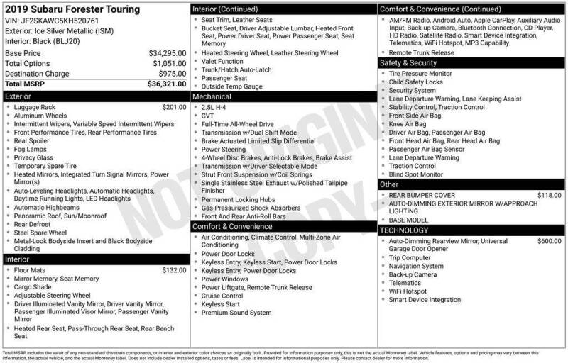 2019 Subaru Forester Touring