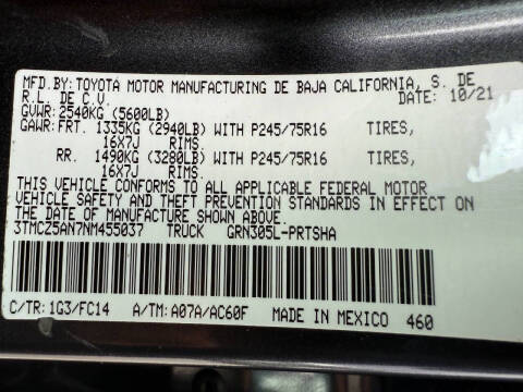 2022 Toyota Tacoma SR5 V6