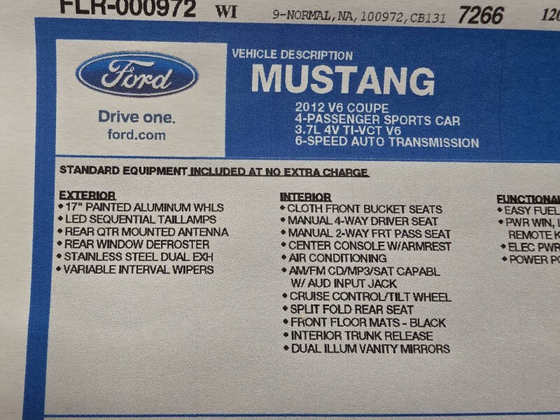 2012 Ford Mustang V6