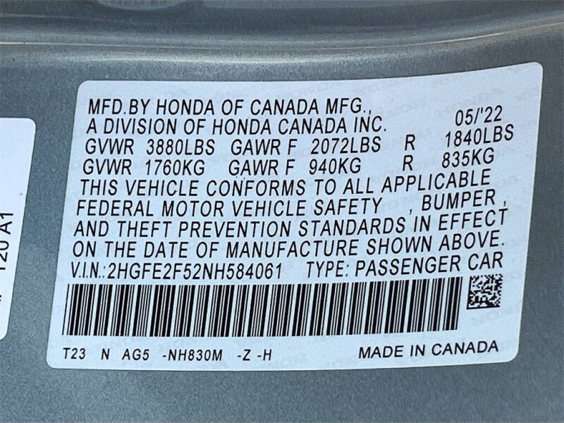 2022 Honda Civic Sport