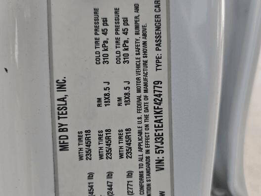 2019 Tesla Model 3 Standard Range Plus