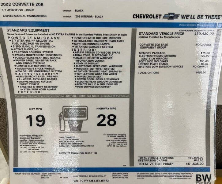 2002 Chevrolet Corvette Z06
