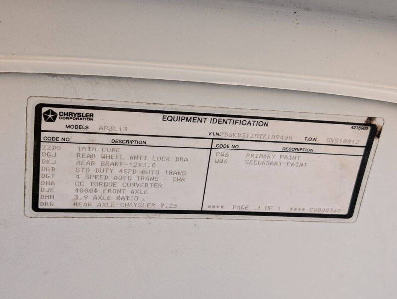 1996 Dodge Ram Van 3500