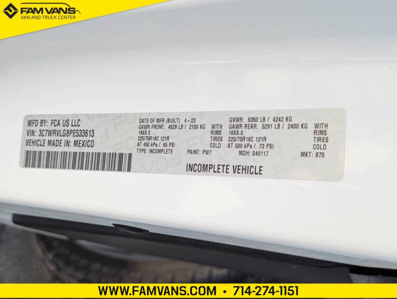 2023 RAM ProMaster 3500 159 WB