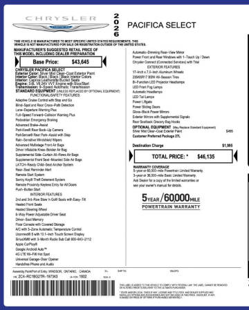 2026 Chrysler Pacifica Select