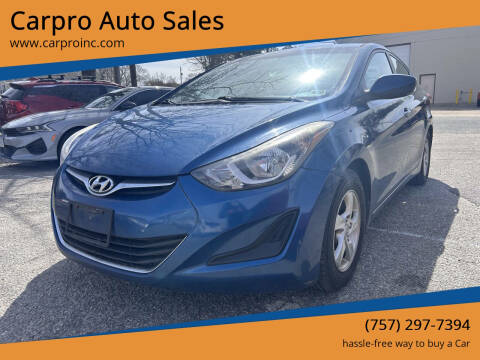 2014 Hyundai Elantra for sale at Carpro Auto Sales in Chesapeake VA