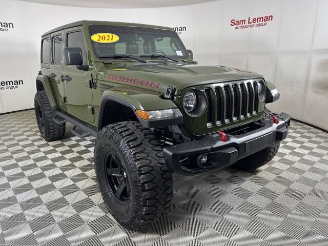 Used 2021 Jeep Wrangler Unlimited Rubicon with VIN 1C4HJXFNXMW569128 for sale in Bloomington, IL