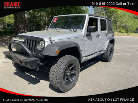 2012 Jeep Wrangler Unlimited for sale at CRAIGE MOTOR CO in Durham NC