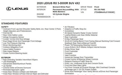 2020 Lexus RX 350