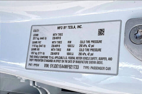 2021 Tesla Model 3 Standard Range Plus
