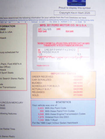 1985 Mercury Capri RS
